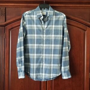 J. CREW Classic Fit 100% Cotton Blue Plaid Button Down Long Sleeved Shirt Size S